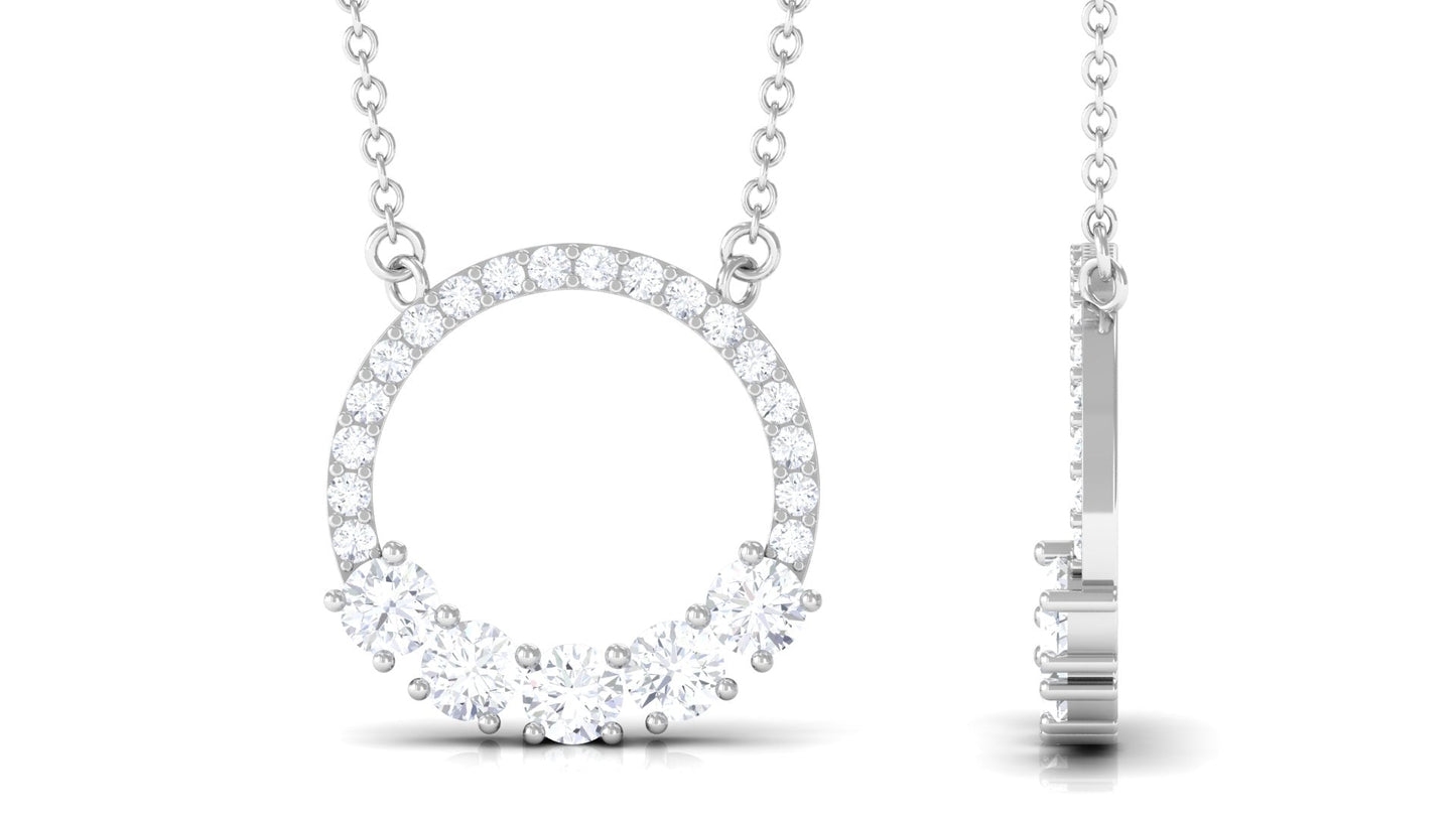 Round Cut Moissanite Open Circle Pendant with Certificate