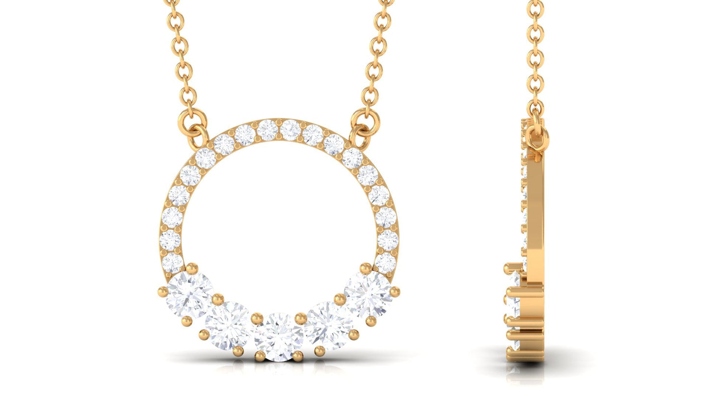 Round Cut Moissanite Open Circle Pendant with Certificate