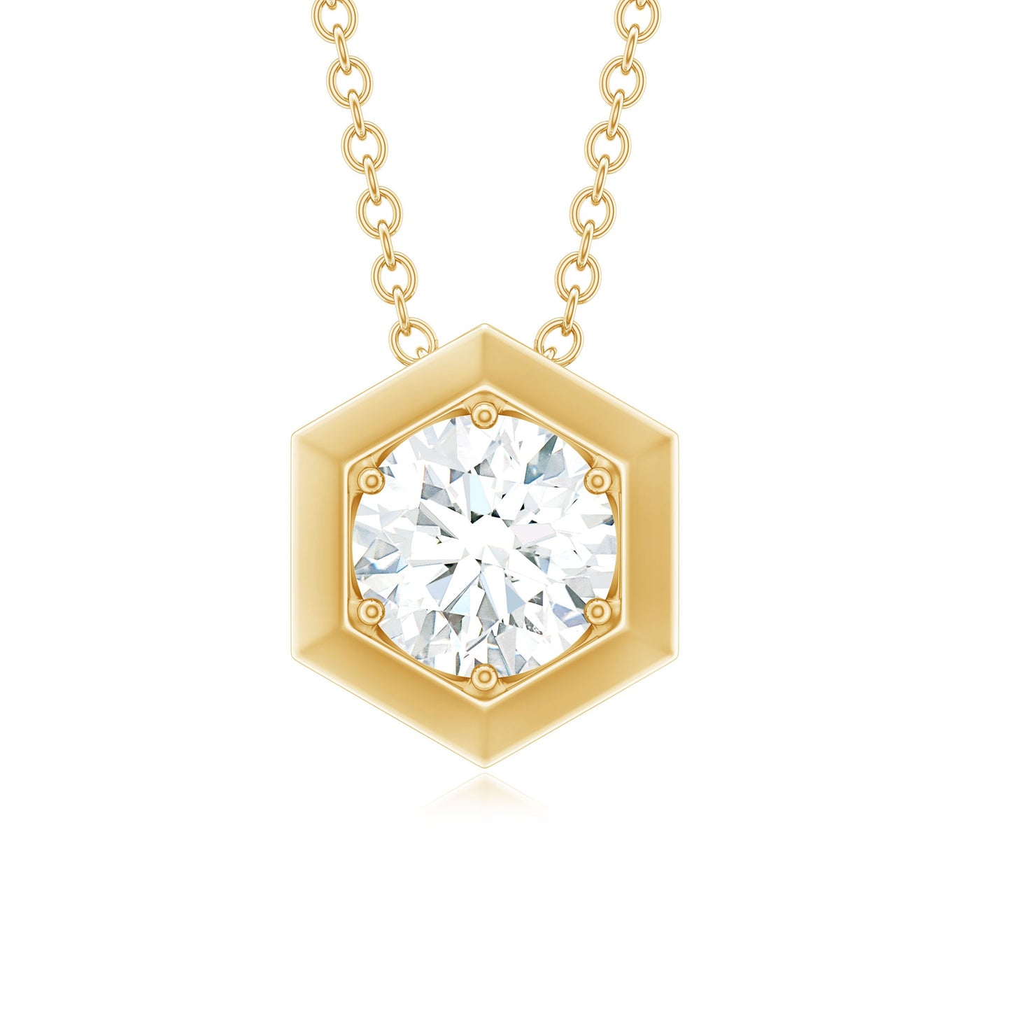 Certified Moissanite Solitaire Hexagonal Pendant