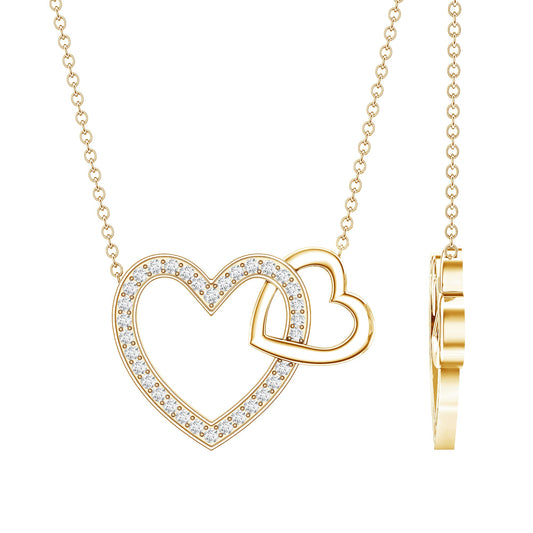 Certified Moissanite Double Heart Necklace for Women