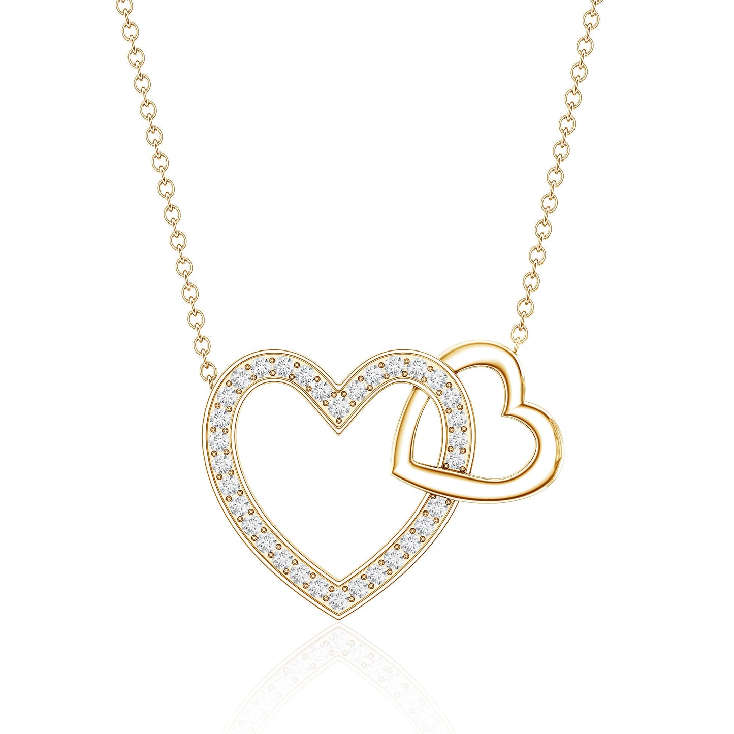 Certified Moissanite Double Heart Necklace for Women
