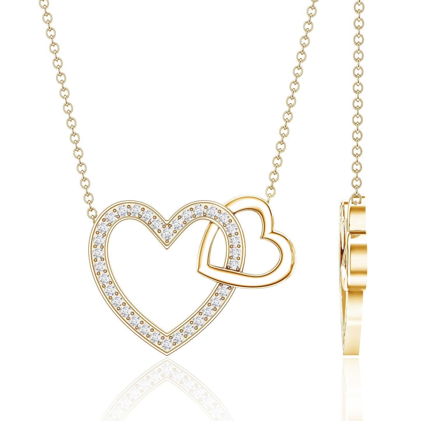 Certified Moissanite Double Heart Necklace for Women