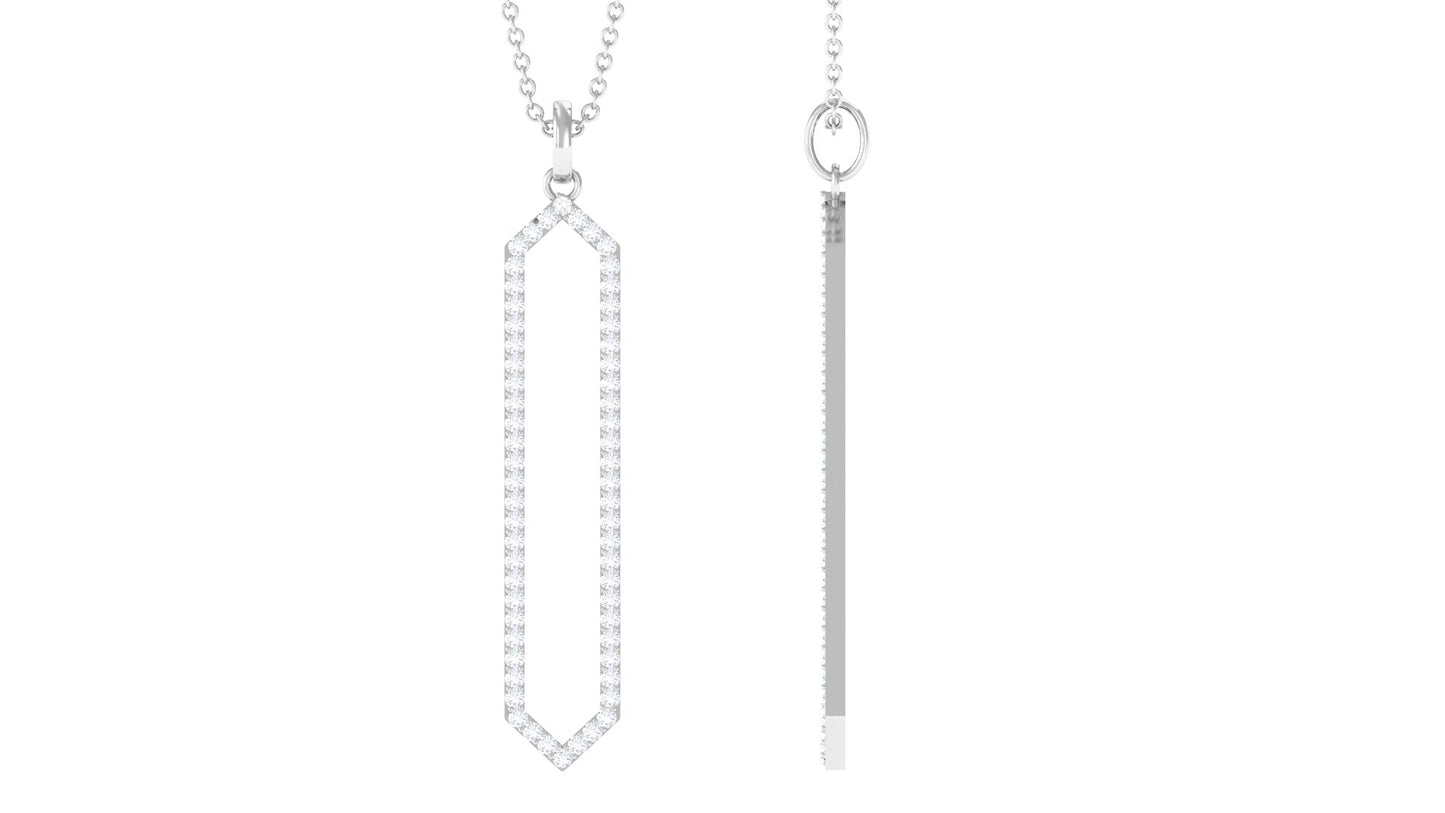 Elongated Hexagonal Moissanite Pendant Necklace with Certificate