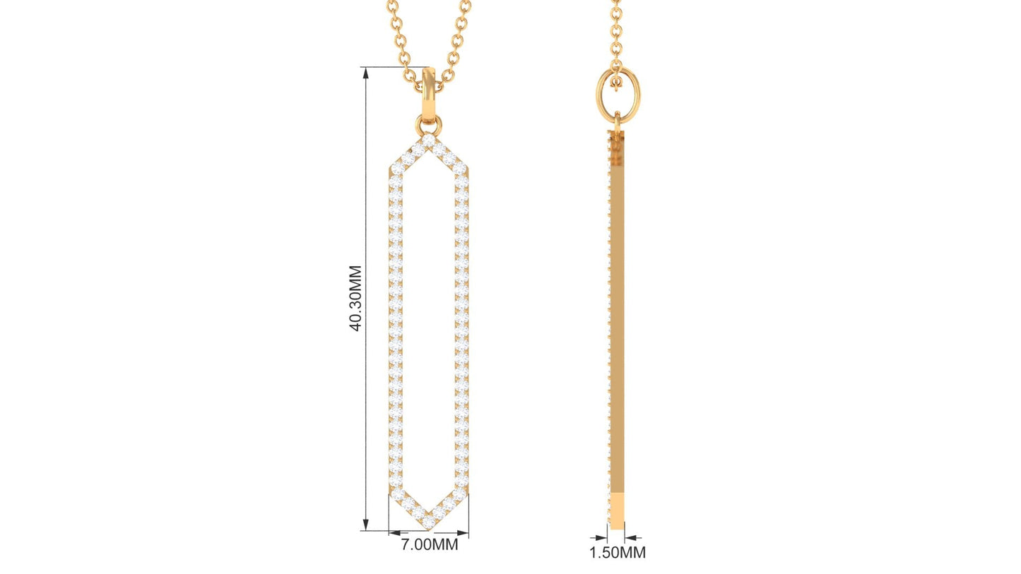 Elongated Hexagonal Moissanite Pendant Necklace with Certificate