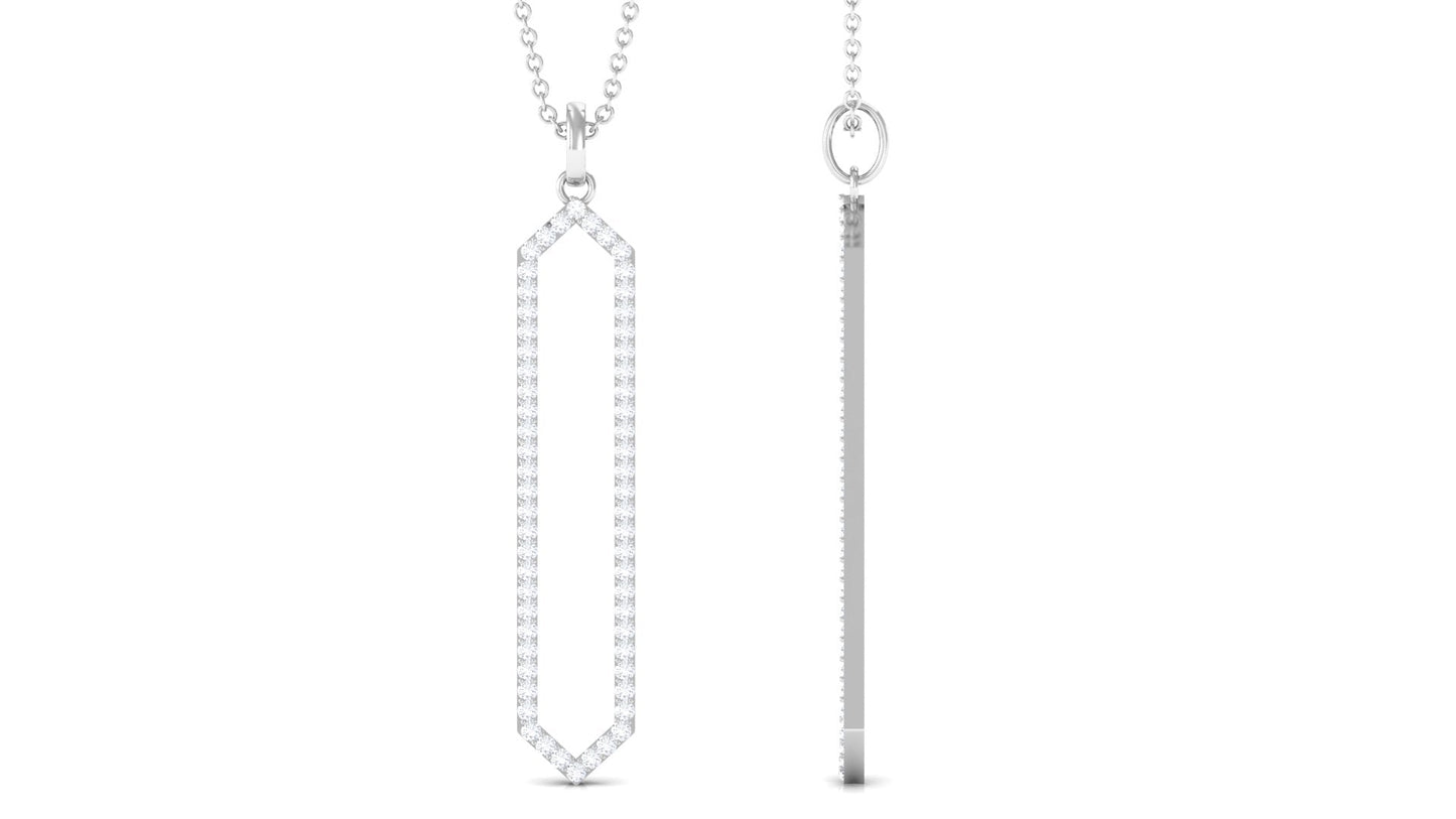 Elongated Hexagonal Moissanite Pendant Necklace with Certificate