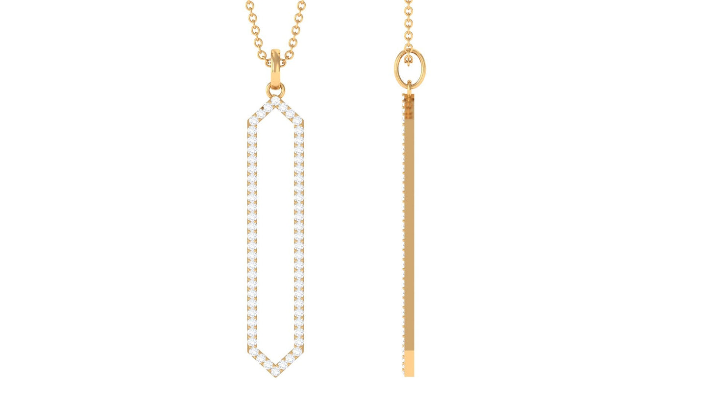 Elongated Hexagonal Moissanite Pendant Necklace with Certificate