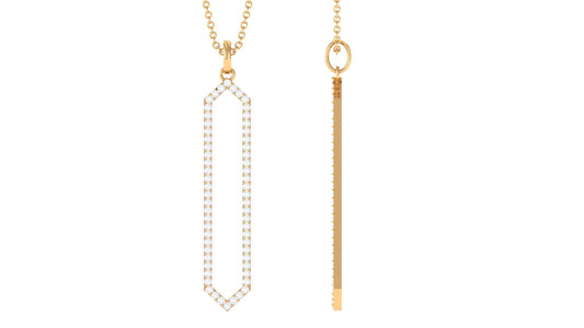 Elongated Hexagonal Moissanite Pendant Necklace with Certificate