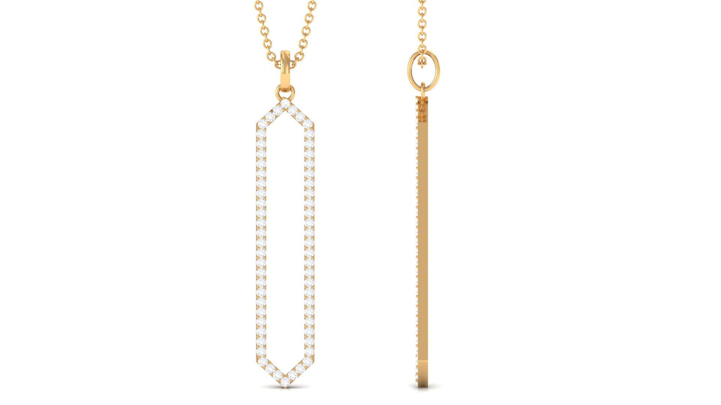 Elongated Hexagonal Moissanite Pendant Necklace with Certificate