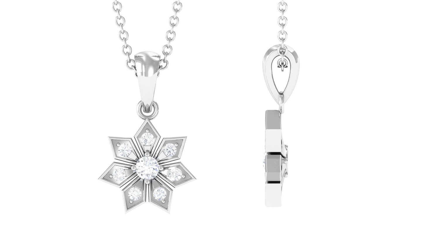 Certified Moissanite Flower Pendant
