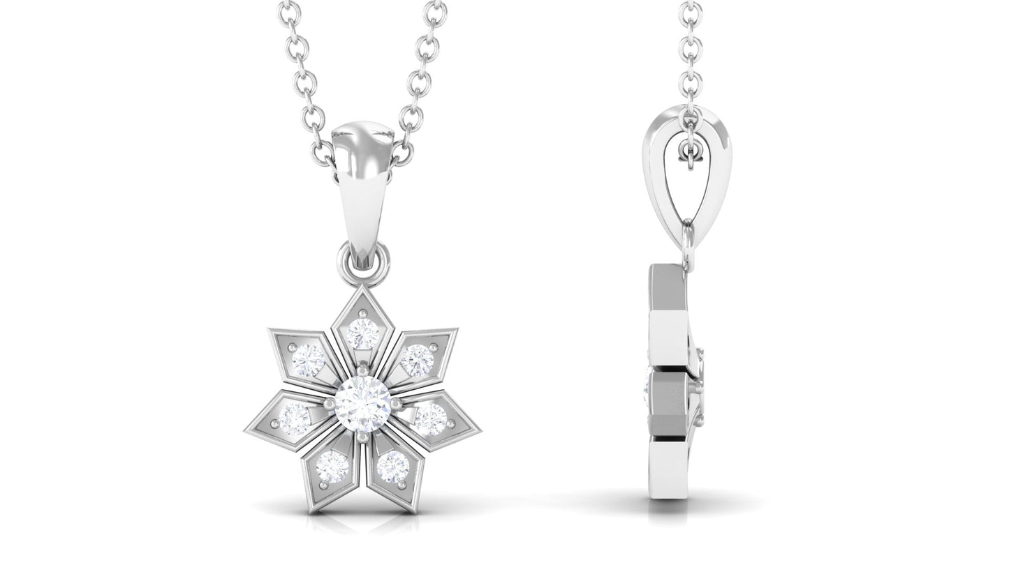 Certified Moissanite Flower Pendant