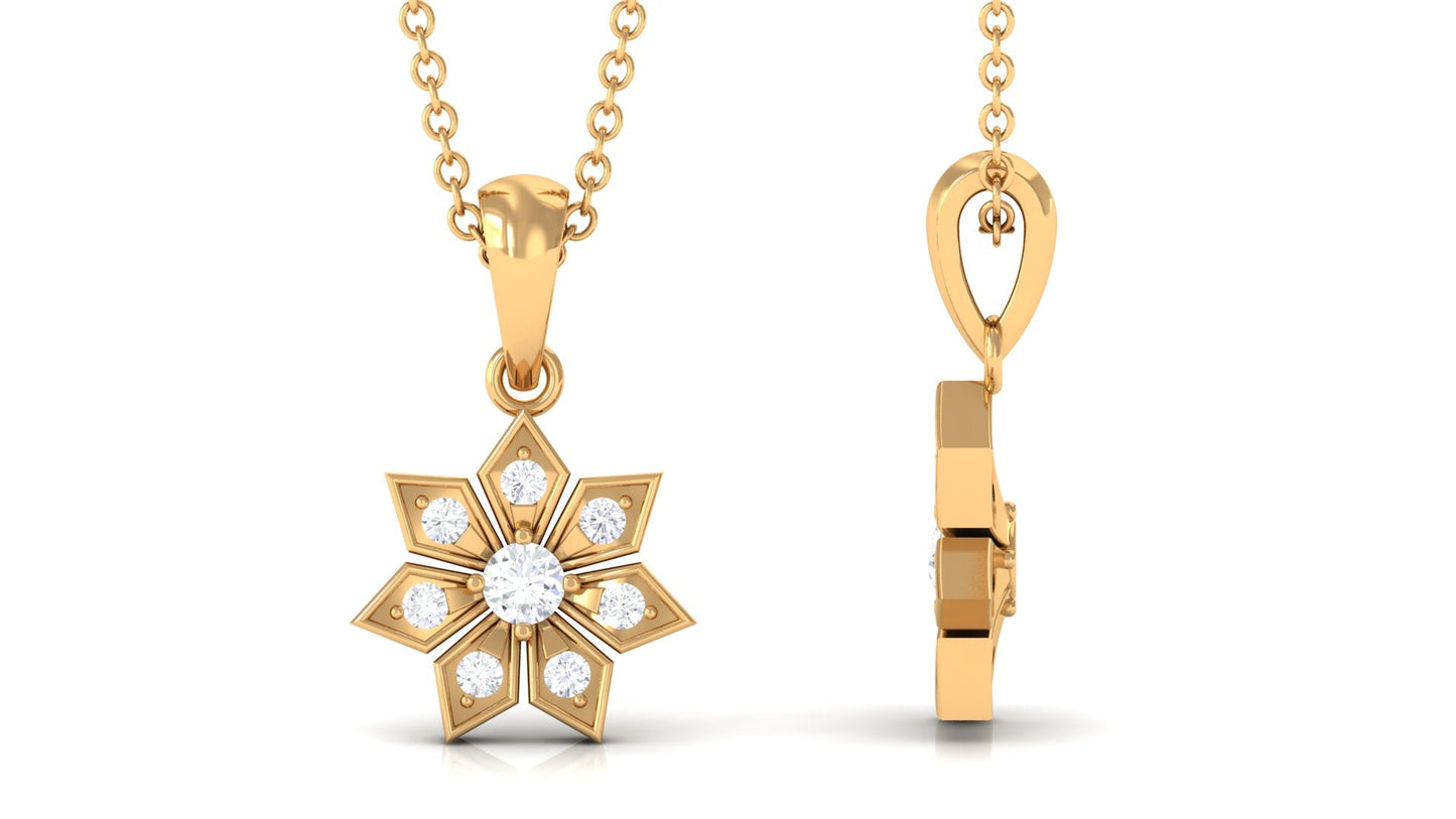 Certified Moissanite Flower Pendant