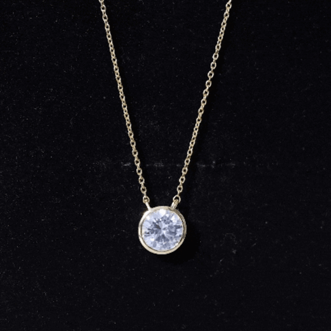 2 Carat Certified Moissanite Solitaire Necklace in Bezel Setting