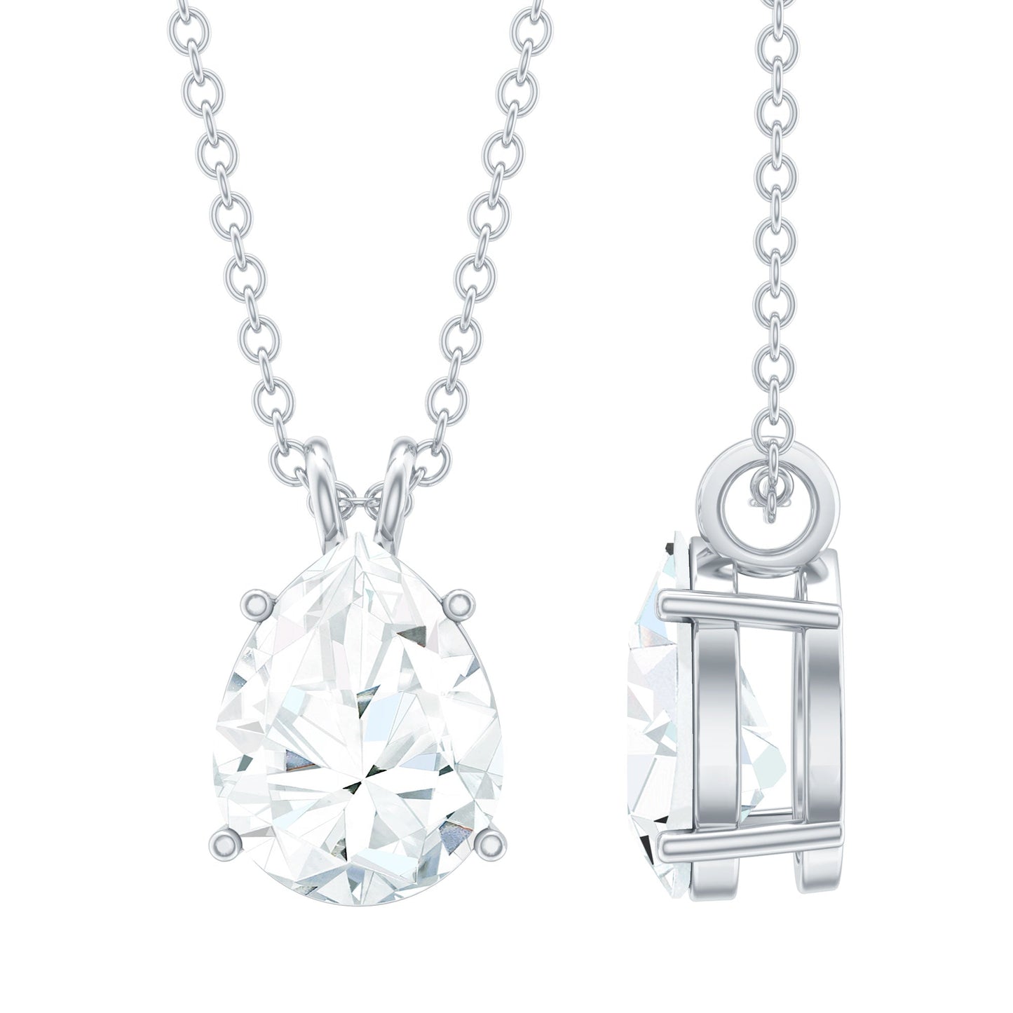 2.2 Carat Solitaire Moissanite Teardrop Pendant Necklace