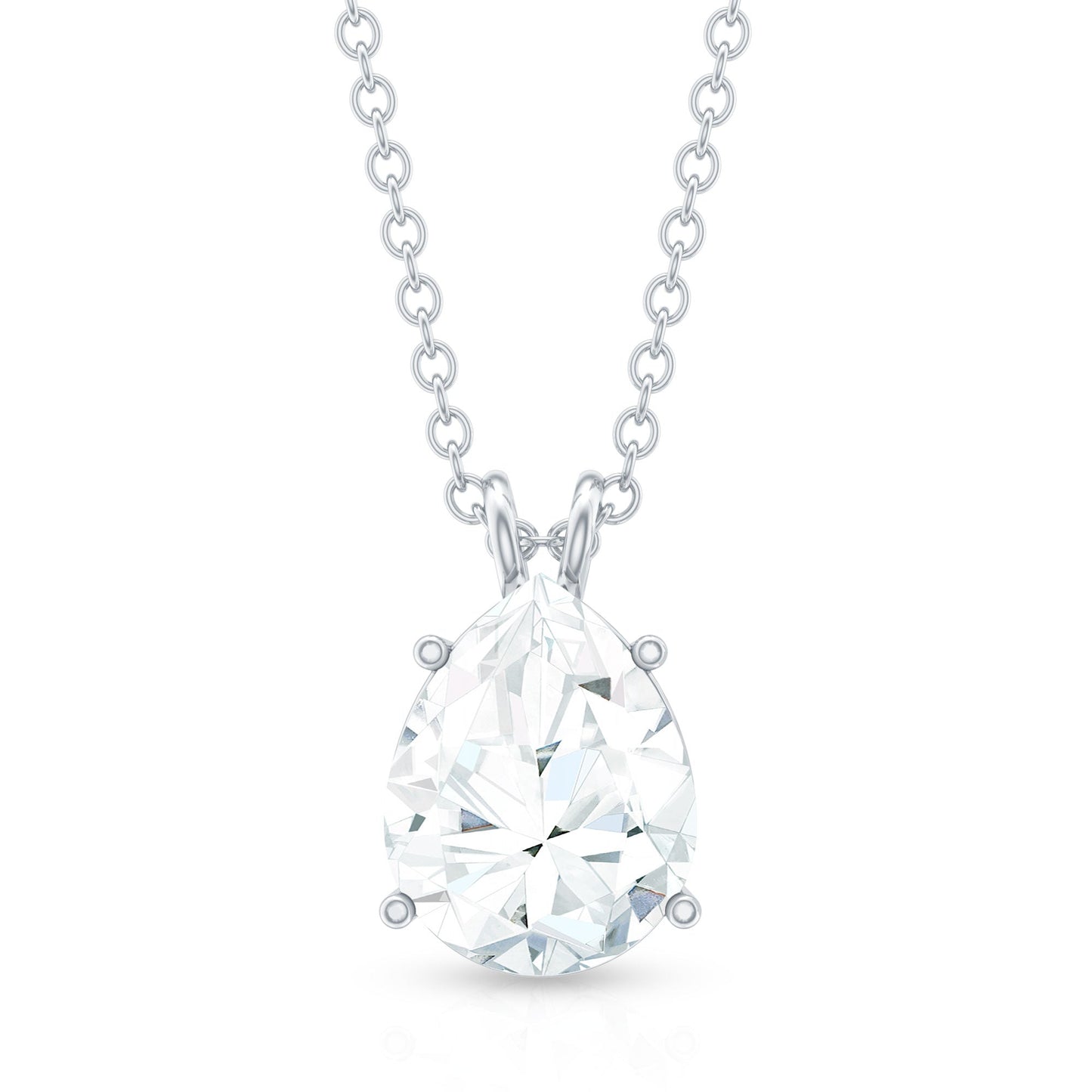 2.2 Carat Solitaire Moissanite Teardrop Pendant Necklace