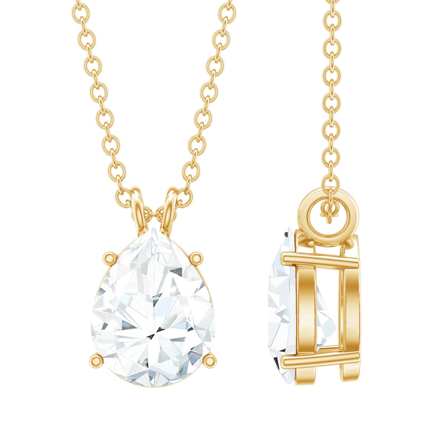 2.2 Carat Solitaire Moissanite Teardrop Pendant Necklace