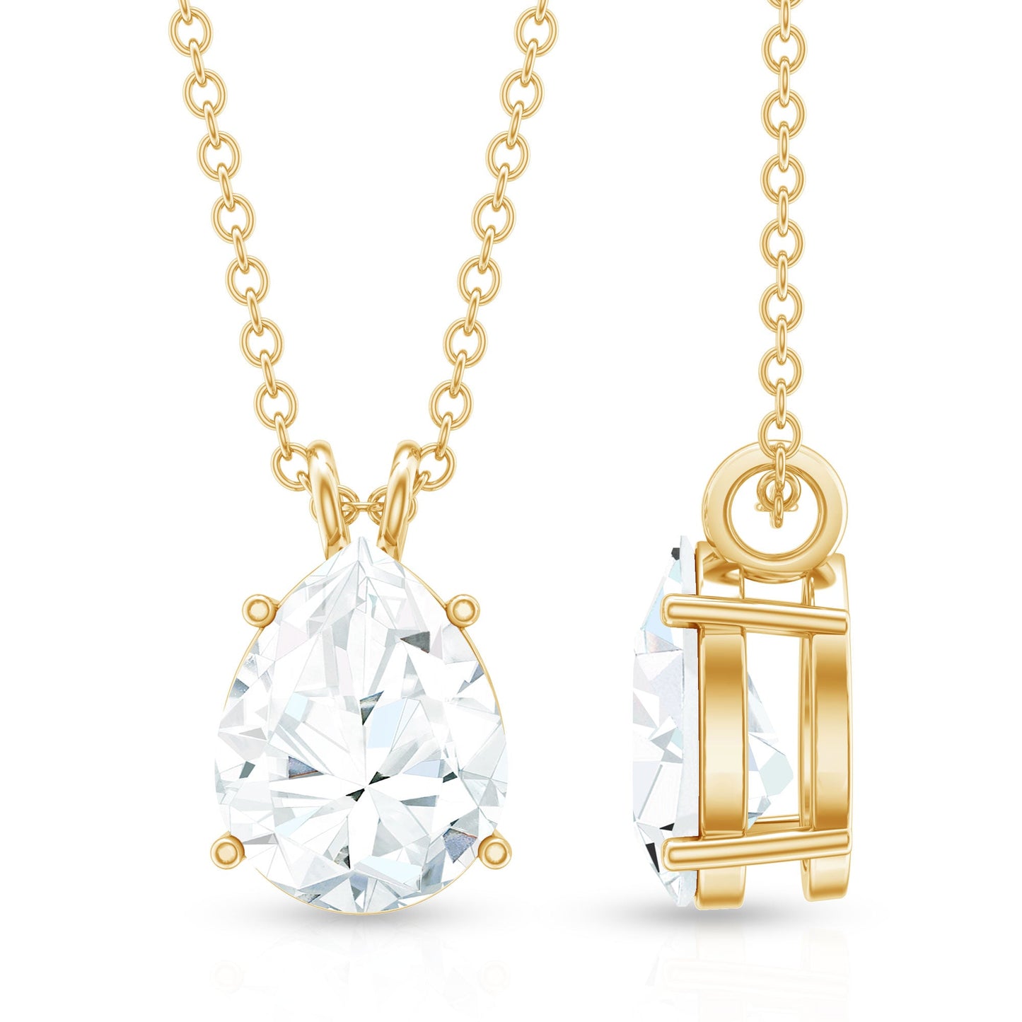 2.2 Carat Solitaire Moissanite Teardrop Pendant Necklace