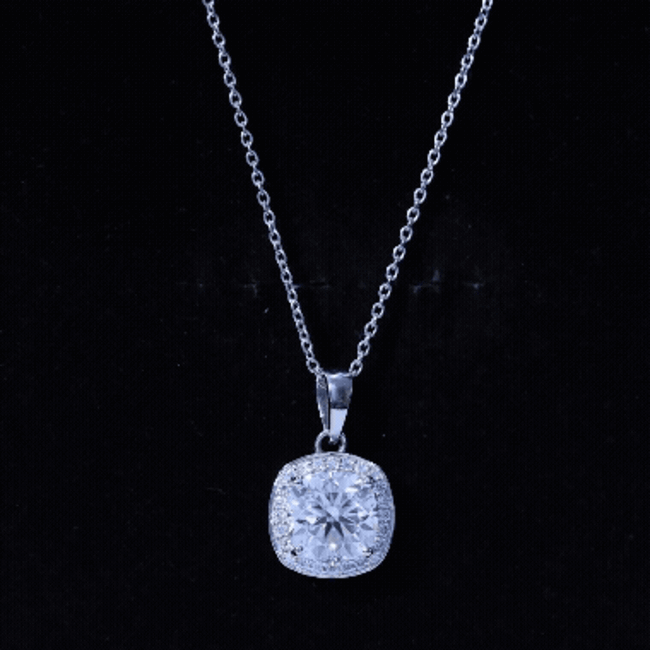 Certified 3 Carat Cushion Cut Moissanite Pendant