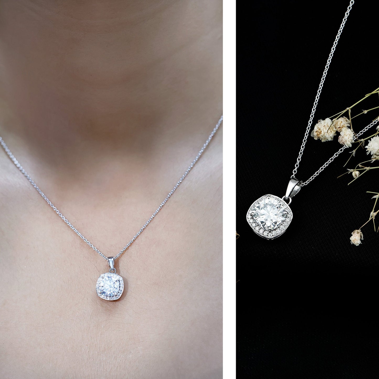 Certified 3 Carat Cushion Cut Moissanite Pendant