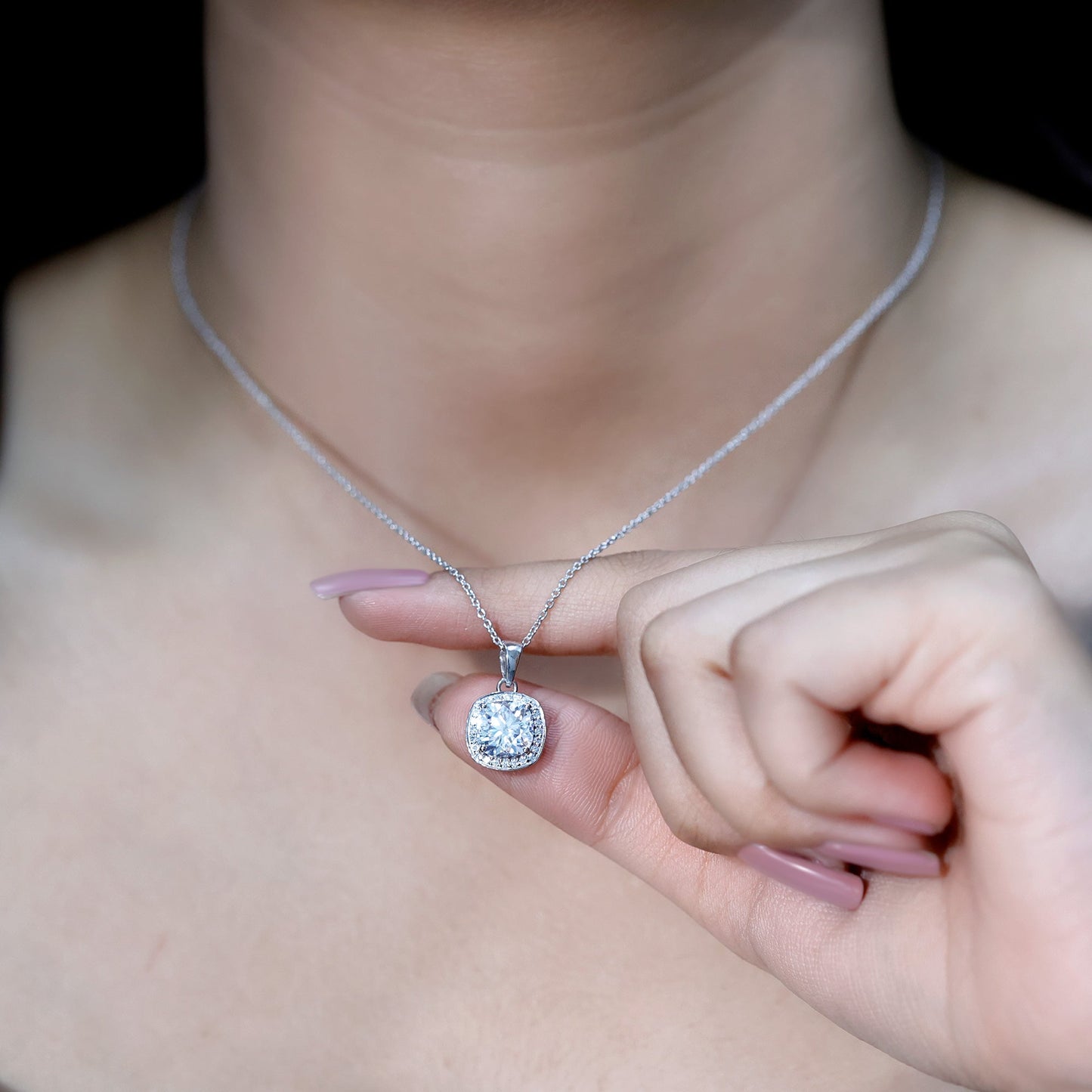 Certified 3 Carat Cushion Cut Moissanite Pendant