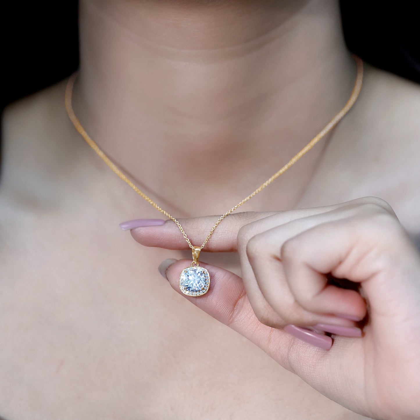 Certified 3 Carat Cushion Cut Moissanite Pendant