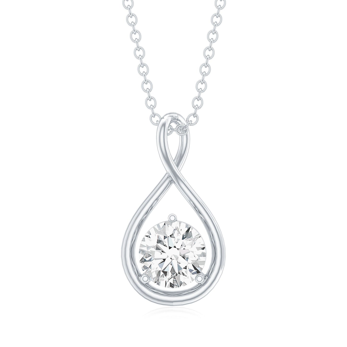 0.9 Carat Solitaire Moissanite Infinity Pendant with Certificate