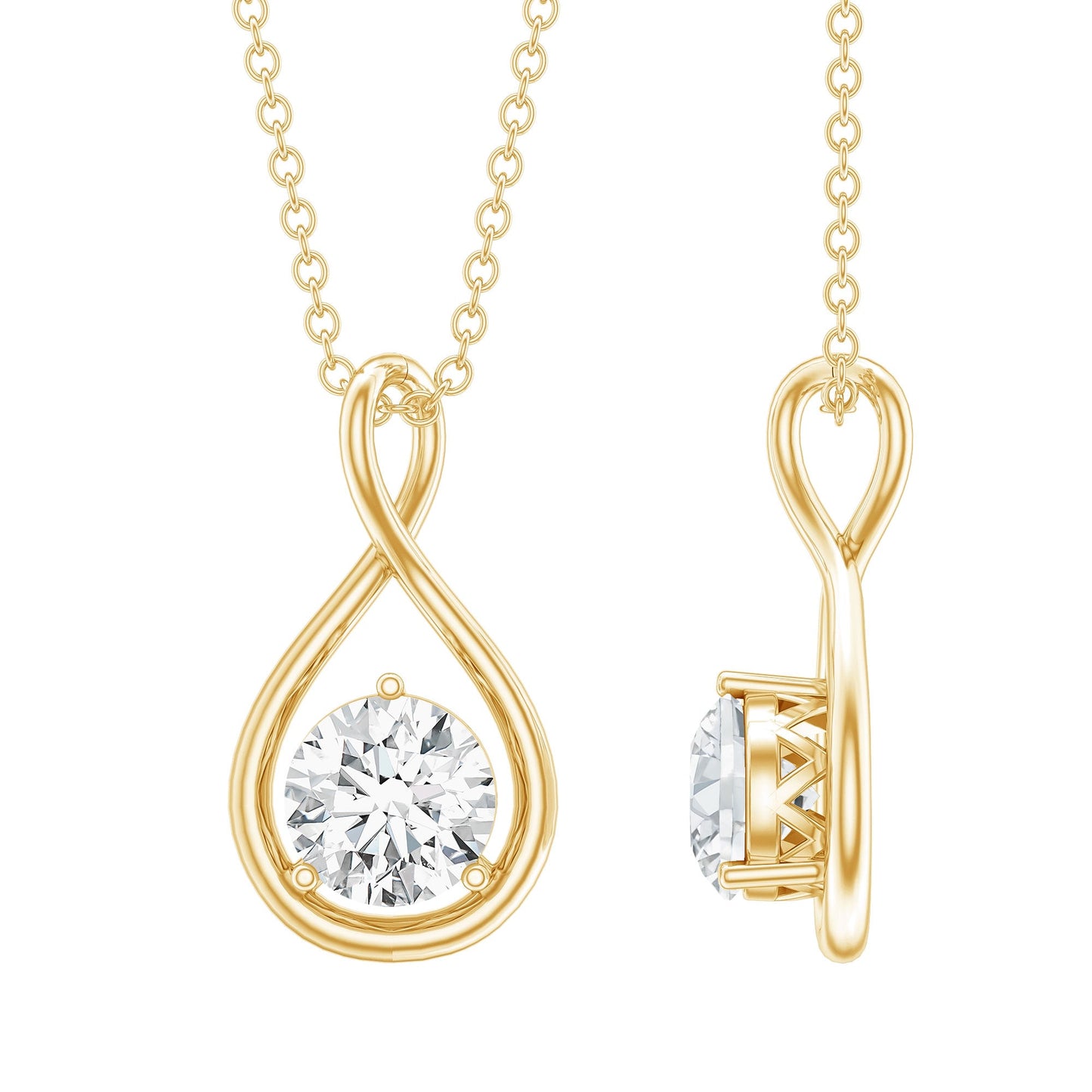 0.9 Carat Solitaire Moissanite Infinity Pendant with Certificate