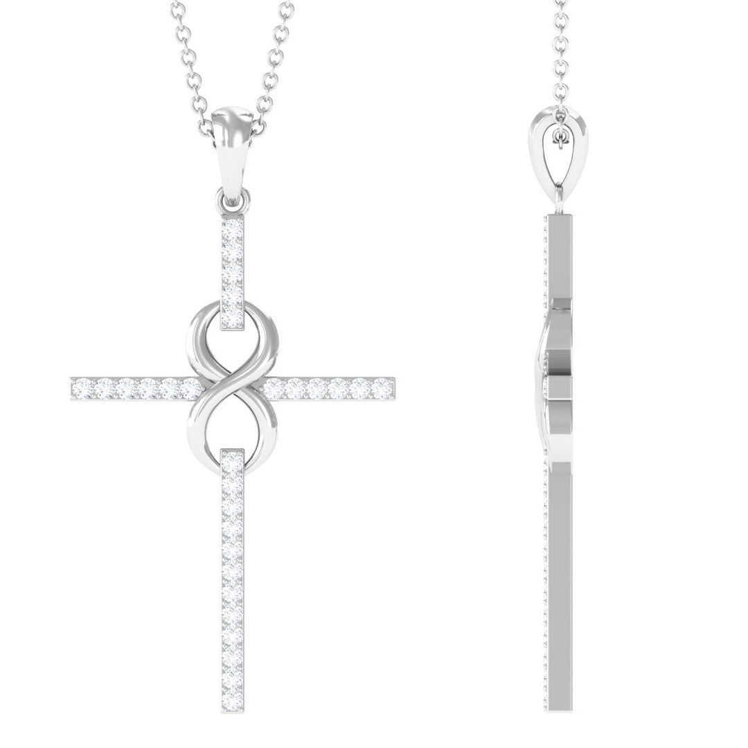 Certified Moissanite Infinity Cross Pendant Necklace