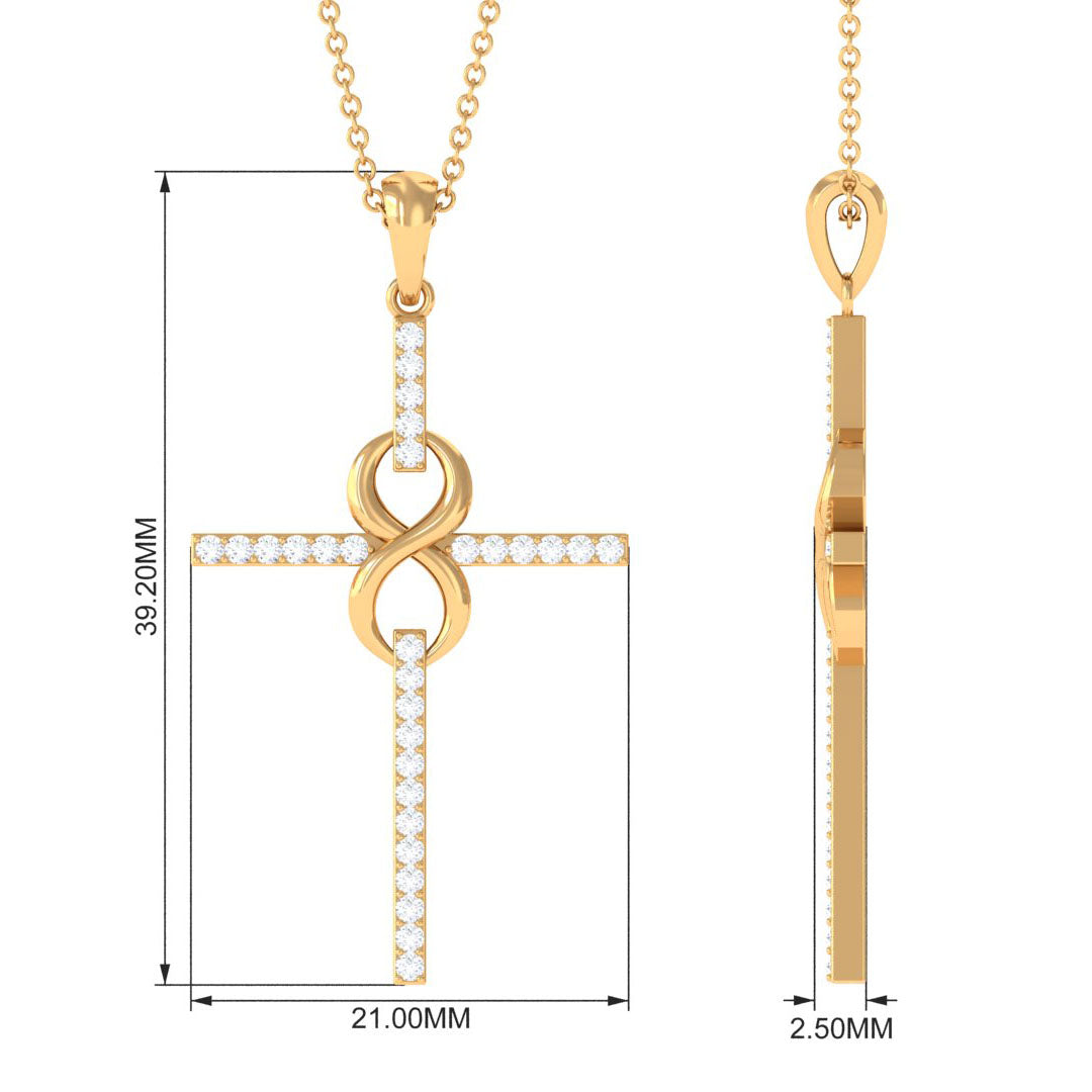 Certified Moissanite Infinity Cross Pendant Necklace