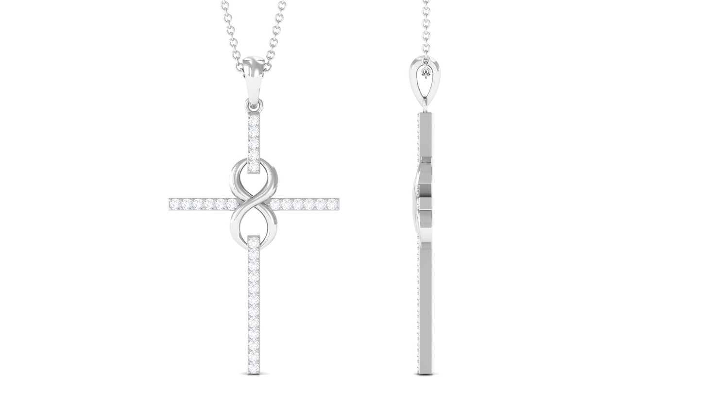 Certified Moissanite Infinity Cross Pendant Necklace