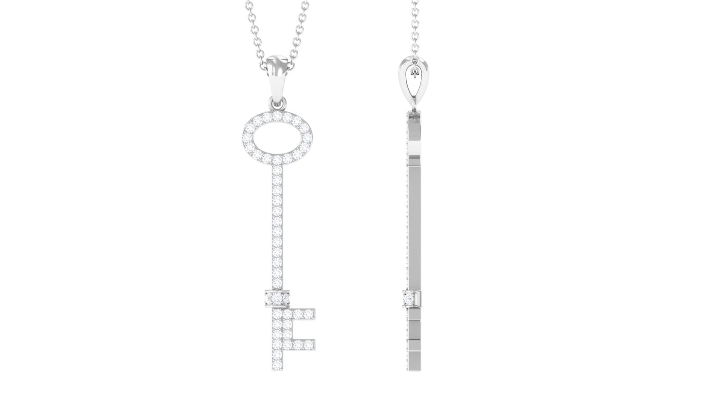 Simple Moissanite Key Pendant with Certificate