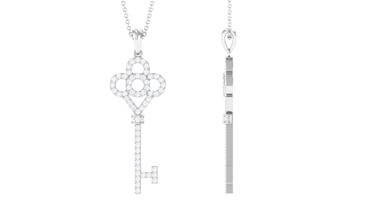 Certified Moissanite Gothic Key Pendant for Women
