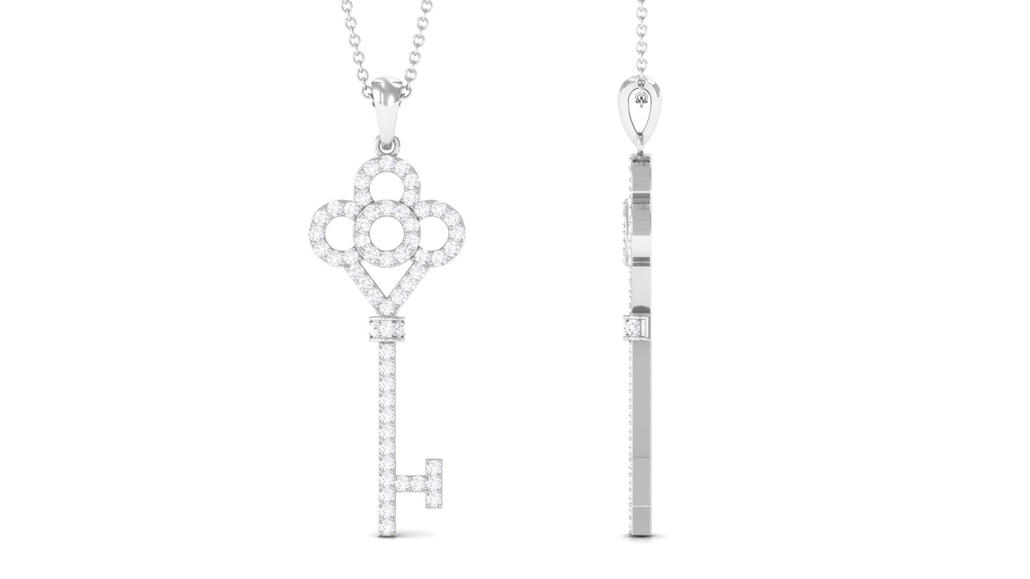 Certified Moissanite Gothic Key Pendant for Women