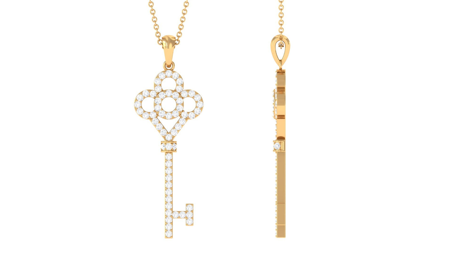 Certified Moissanite Gothic Key Pendant for Women