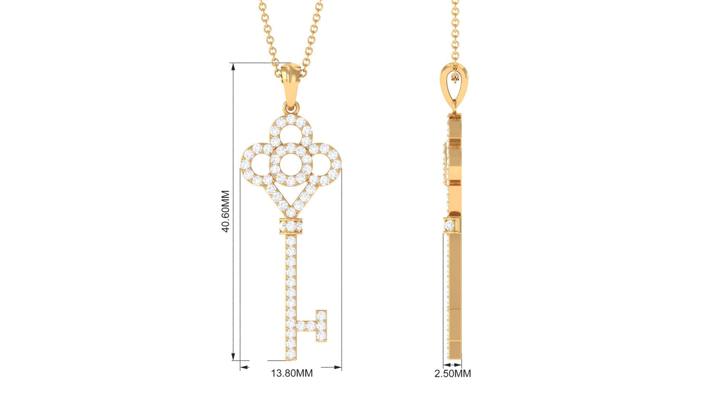Certified Moissanite Gothic Key Pendant for Women