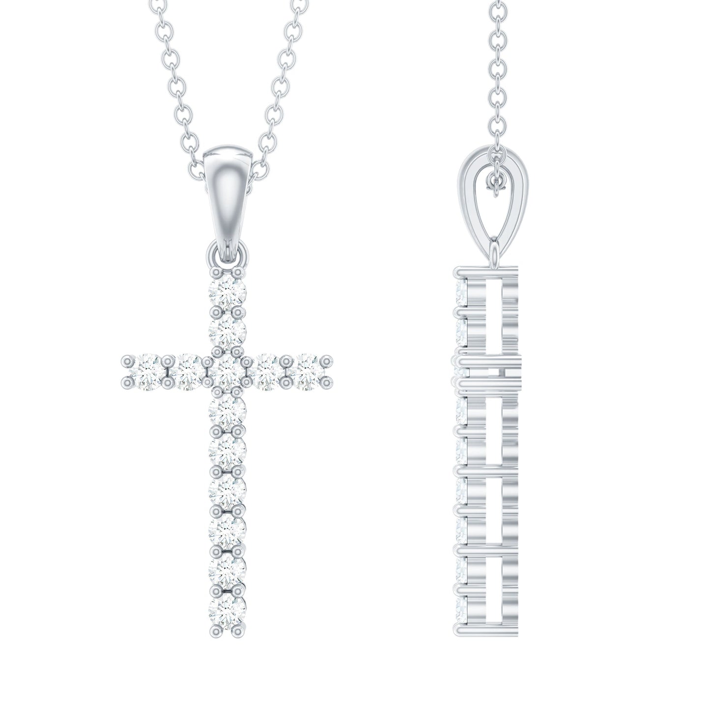 Certified Moissanite Cross Pendant Necklace for Women