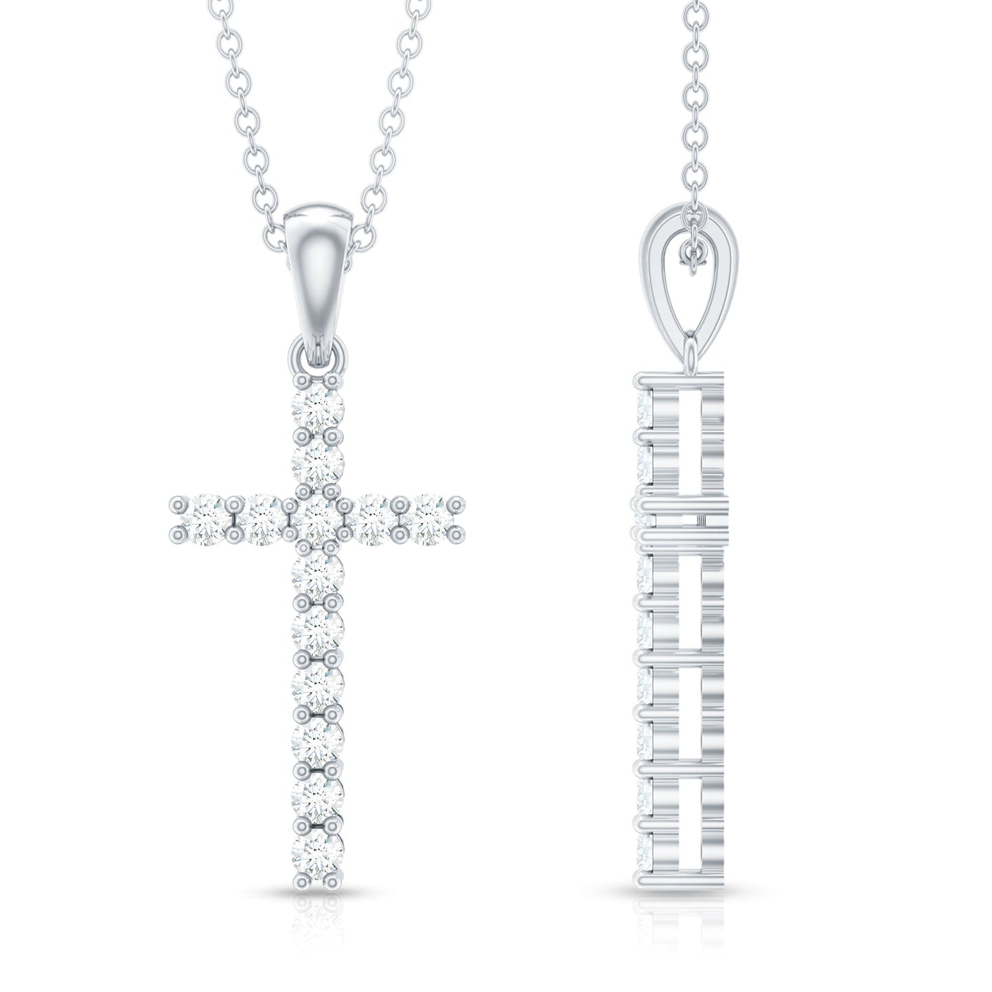 Certified Moissanite Cross Pendant Necklace for Women