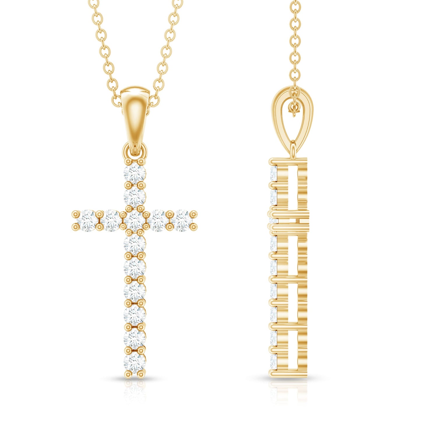 Certified Moissanite Cross Pendant Necklace for Women