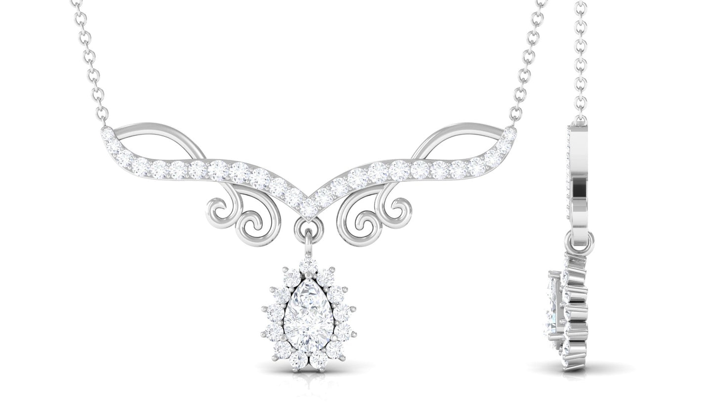0.7 Carat Pear and Round Shape Moissanite Drop Necklace