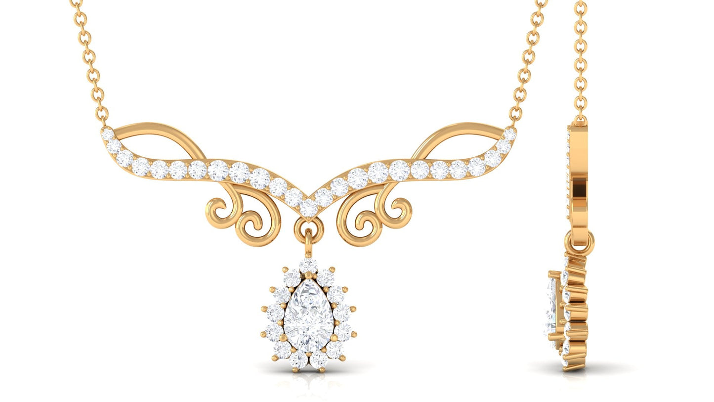 0.7 Carat Pear and Round Shape Moissanite Drop Necklace