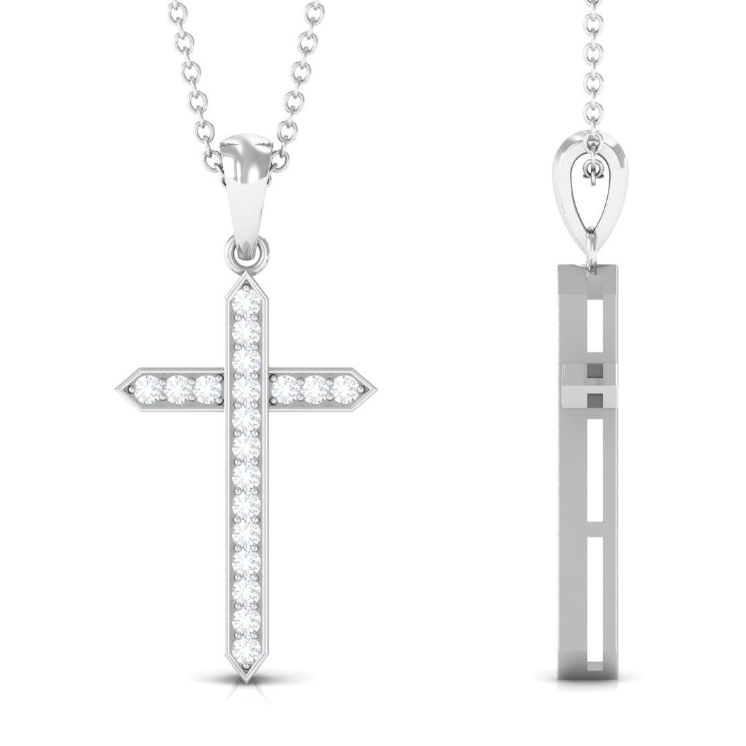 Round Moissanite Cross Pendant Necklace