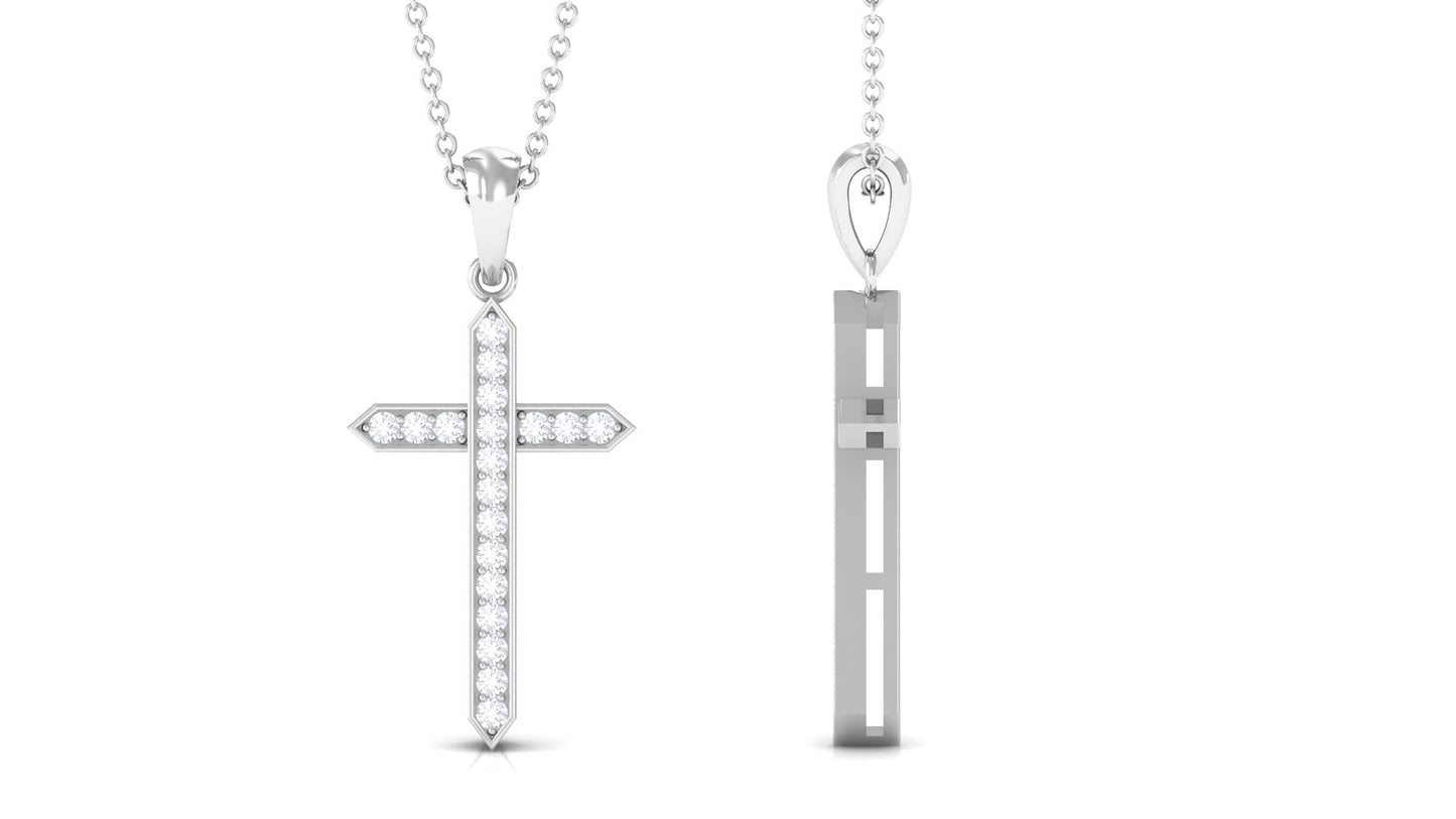 Round Moissanite Cross Pendant Necklace