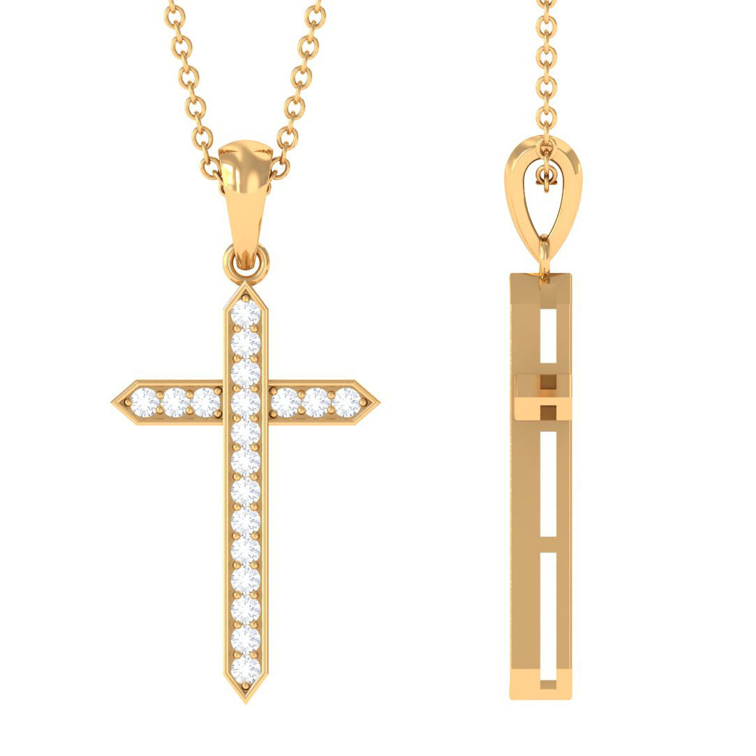 Round Moissanite Cross Pendant Necklace
