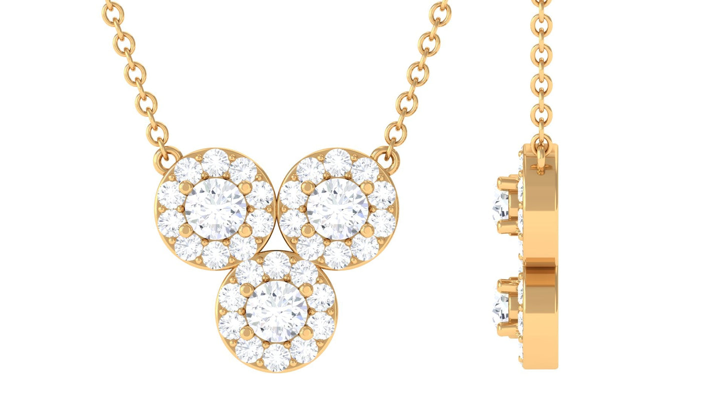 Certified Moissanite Trio Necklace with Halo