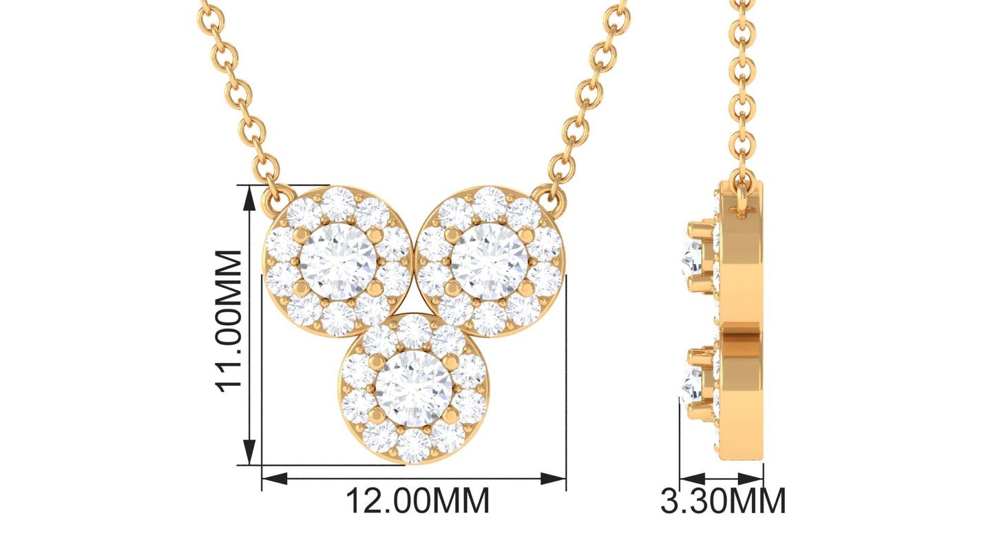 Certified Moissanite Trio Necklace with Halo