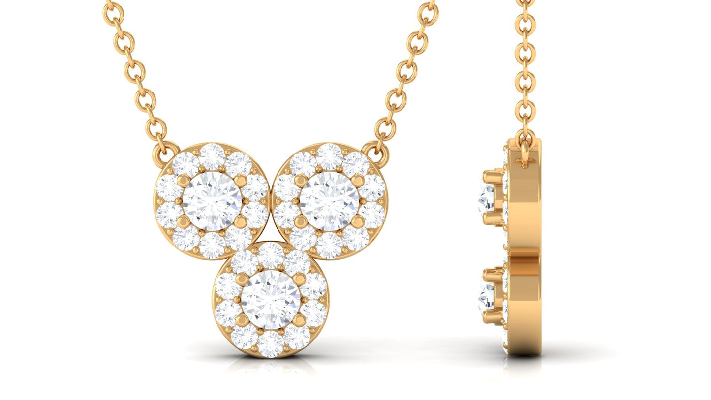 Certified Moissanite Trio Necklace with Halo
