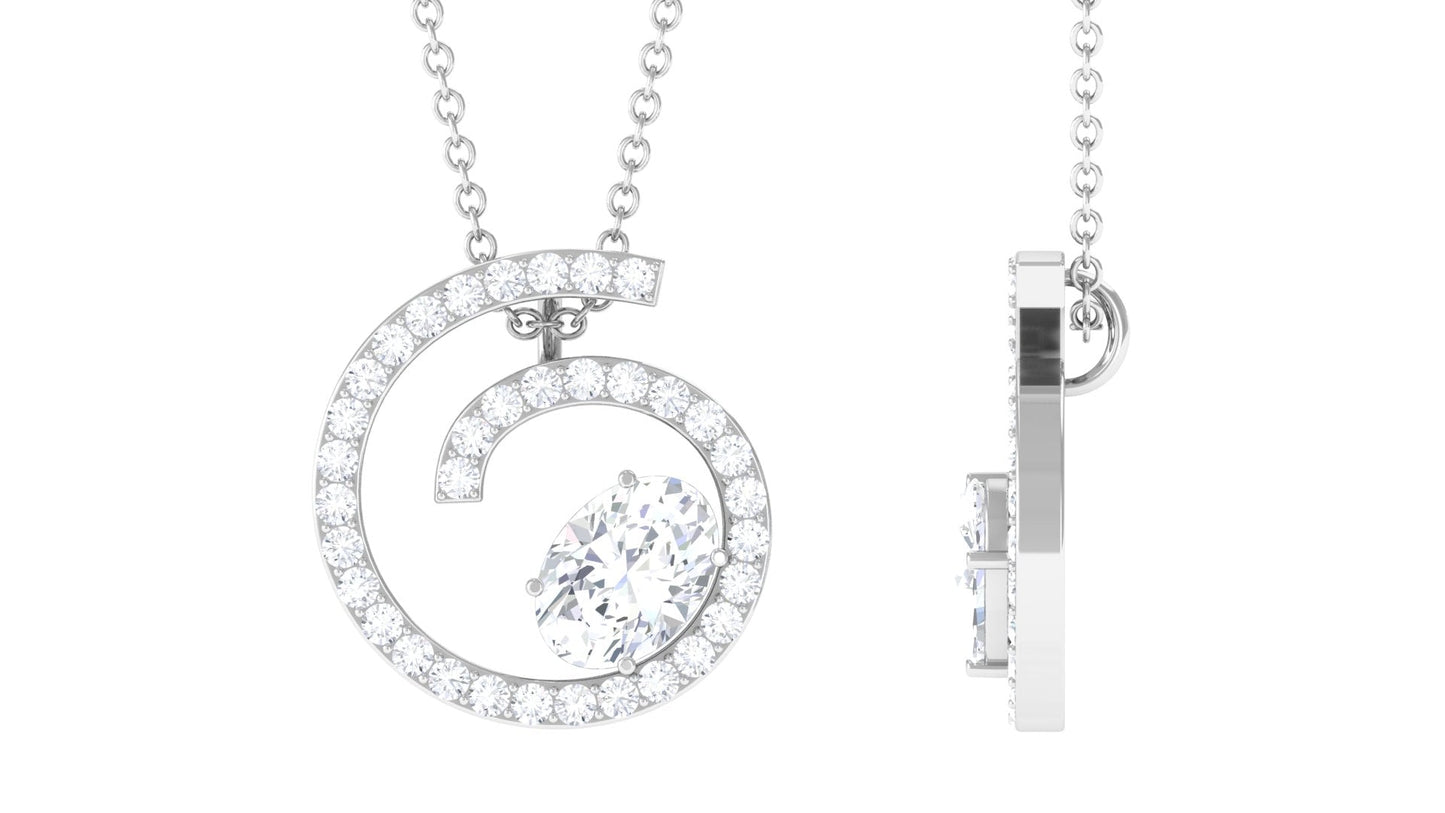 0.9 Carat Contemporary Swirl Pendant with Moissanite