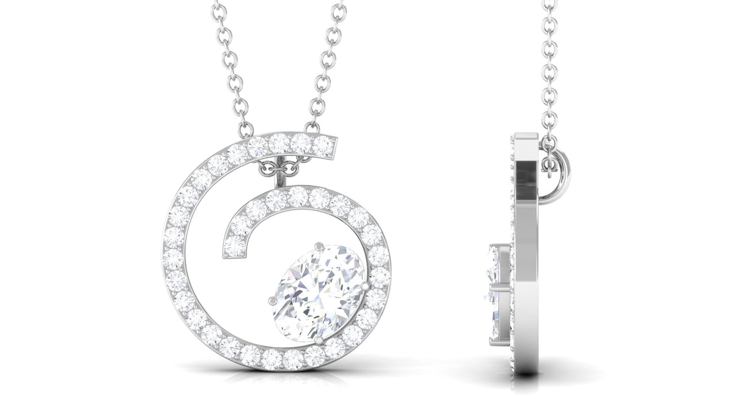 0.9 Carat Contemporary Swirl Pendant with Moissanite