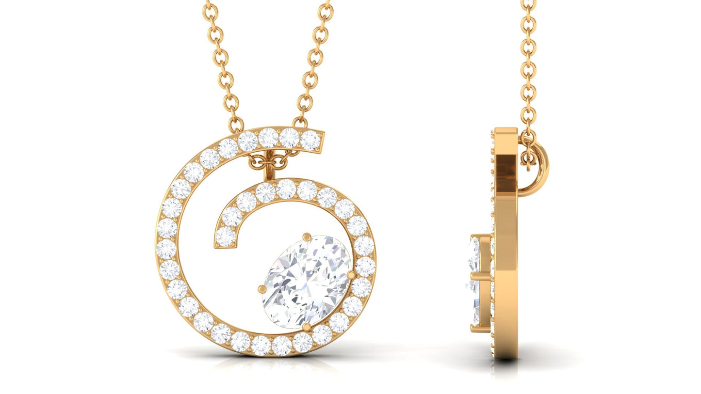 0.9 Carat Contemporary Swirl Pendant with Moissanite