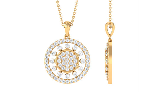 Pave Moissanite Round Vintage Pendant Necklace
