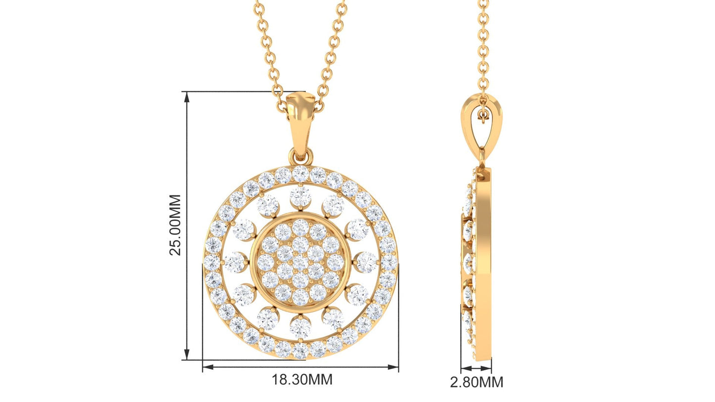 Pave Moissanite Round Vintage Pendant Necklace